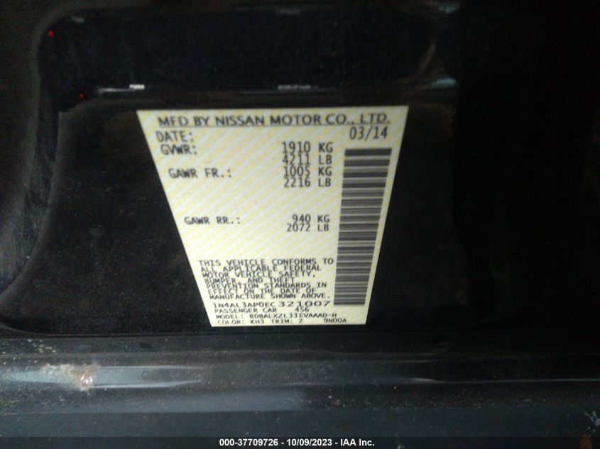 2014 NISSAN ALTIMA 2.5 SL - 1N4AL3AP0EC321007