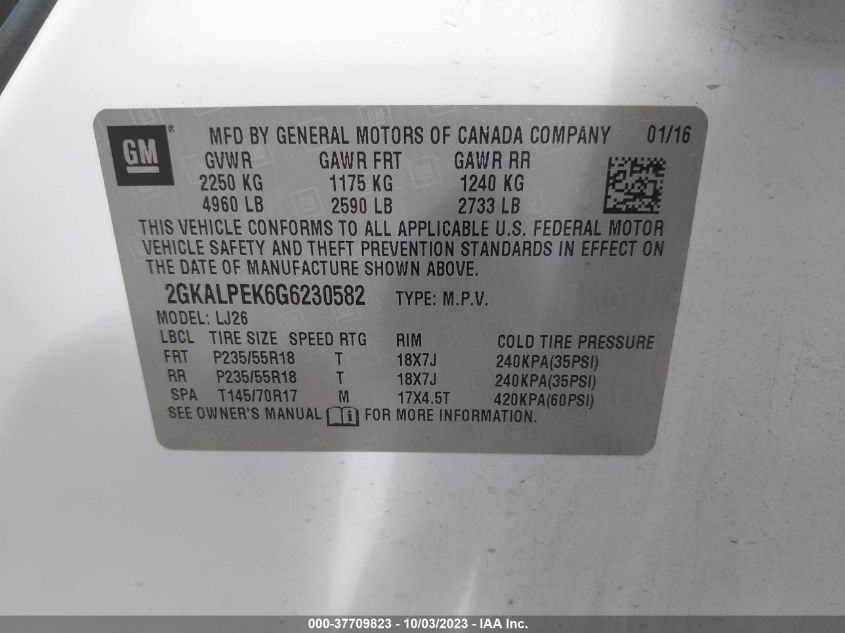 2016 GMC TERRAIN SLT - 2GKALPEK6G6236582