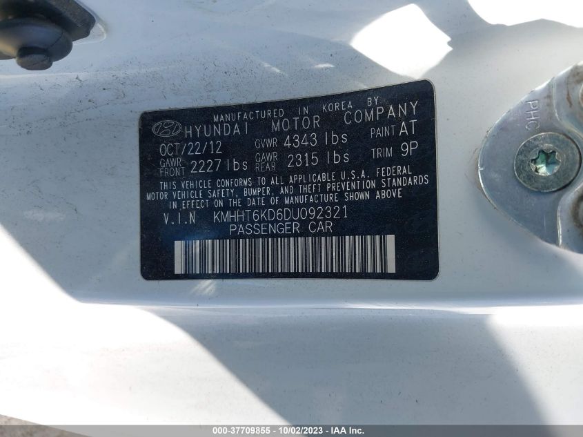 2013 HYUNDAI GENESIS  2.0T PREMIUM - KMHHT6KD6DU092321