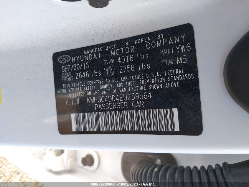 2014 HYUNDAI GENESIS 3.8L - KMHGC4DD4EU259564