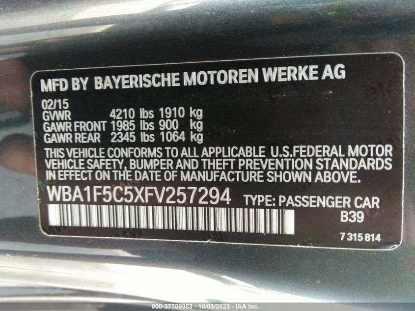 2015 BMW 2 SERIES 228I WBA1F5C5XFV257294