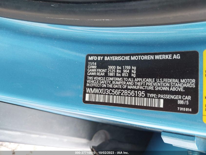 2015 MINI HARDTOP COOPER S WMWXU3C56F2B56195