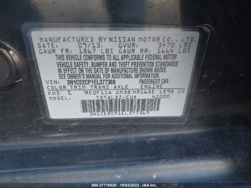 2014 NISSAN VERSA NOTE SV - 3N1CE2CP1EL377369