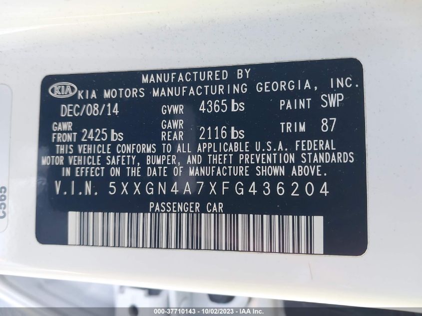 2015 KIA OPTIMA EX - 5XXGN4A7XFG436204