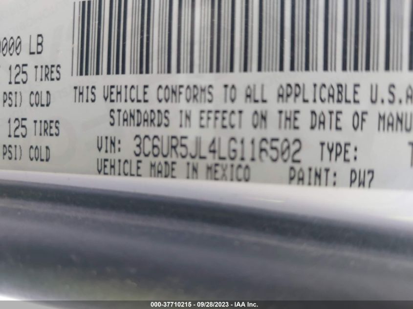 2020 RAM 2500 BIG HORN - 3C6UR5JL4LG116502