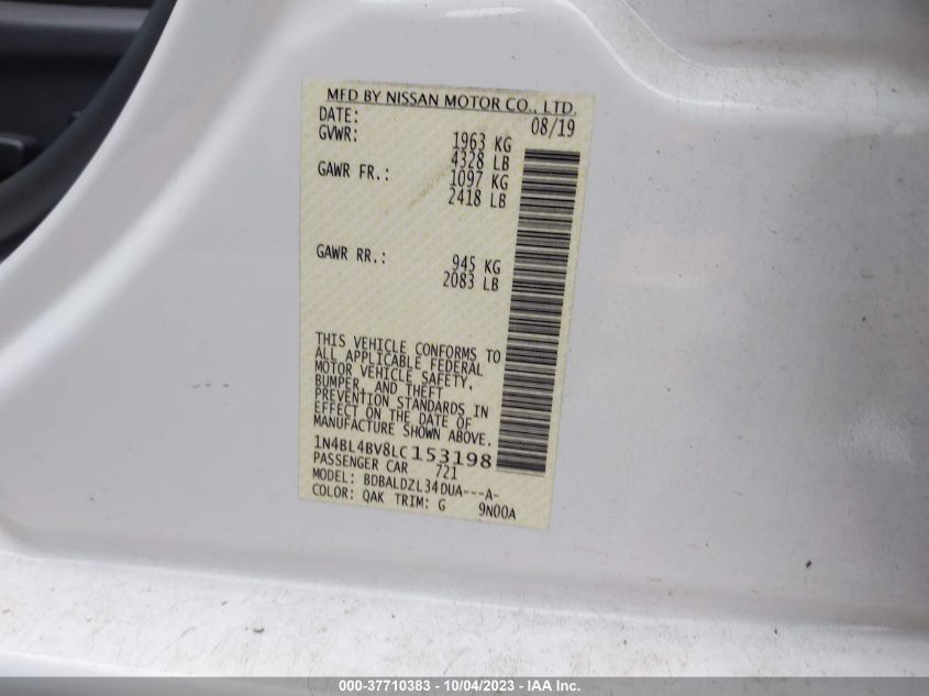 2020 NISSAN ALTIMA 2.5 S - 1N4BL4BV8LC153198