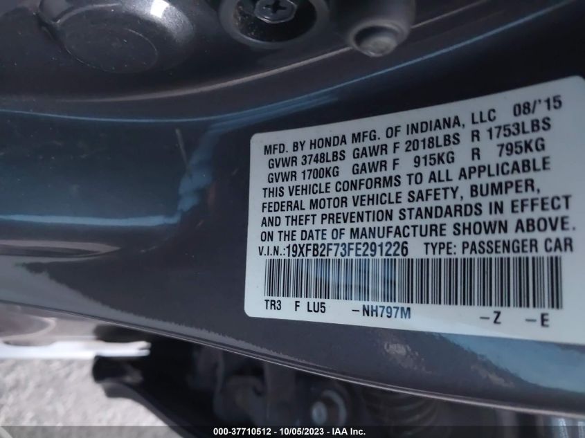 2015 HONDA CIVIC SEDAN SE - 19XFB2F73FE291226