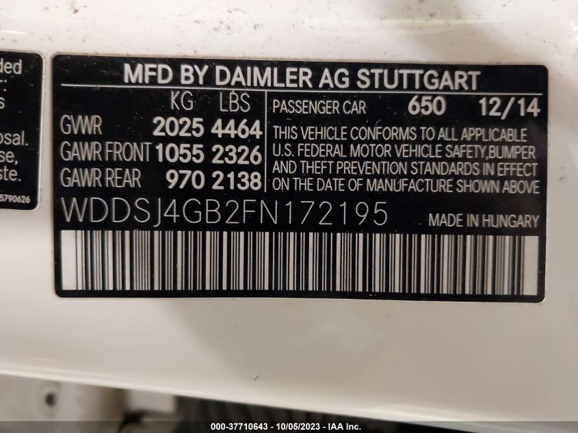 2015 MERCEDES-BENZ CLA 250 - WDDSJ4GB2FN172195
