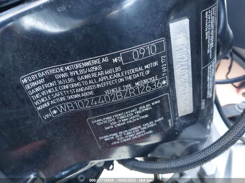 2011 BMW F800 ST WB1024402BZR12636
