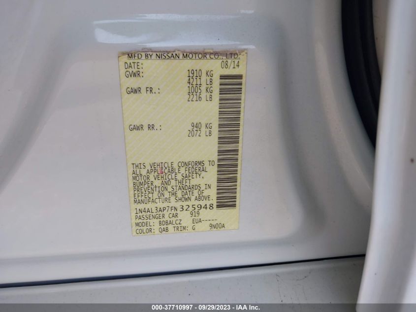 2015 NISSAN ALTIMA 2.5 - 1N4AL3AP7FN325948