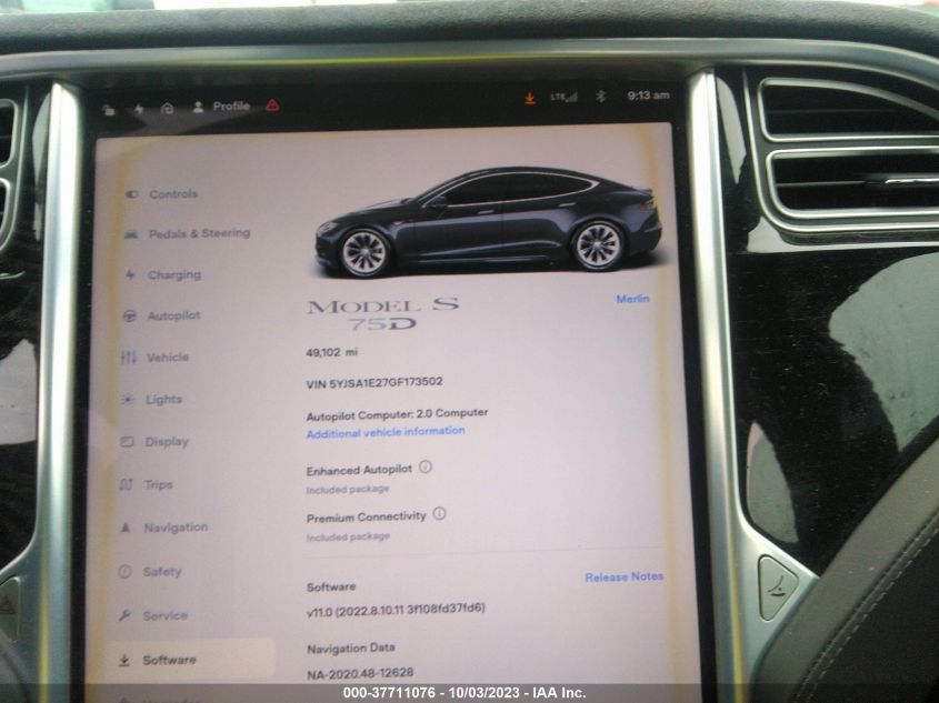2016 TESLA MODEL S - 5YJSA1E27GF173502