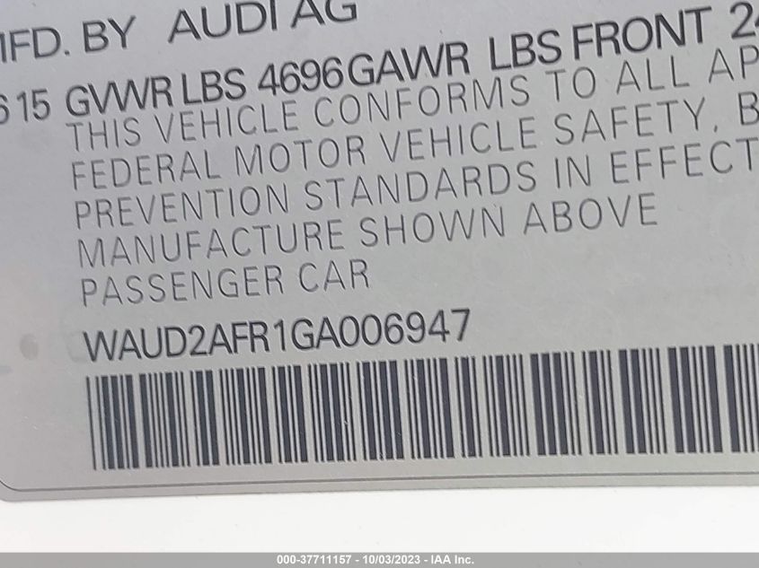 WAUD2AFR1GA006947 2016 AUDI A5, photo no. 9