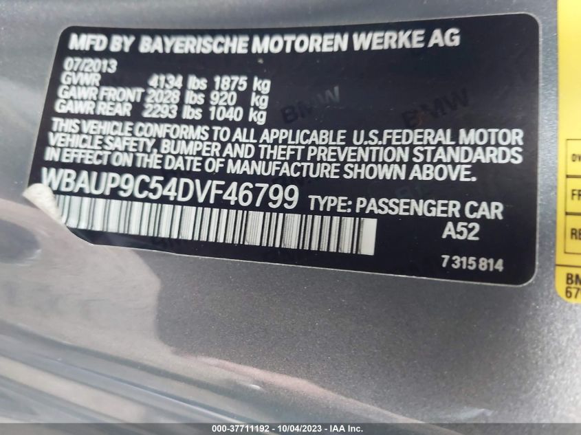2013 BMW 1 SERIES 128I - WBAUP9C54DVF46799
