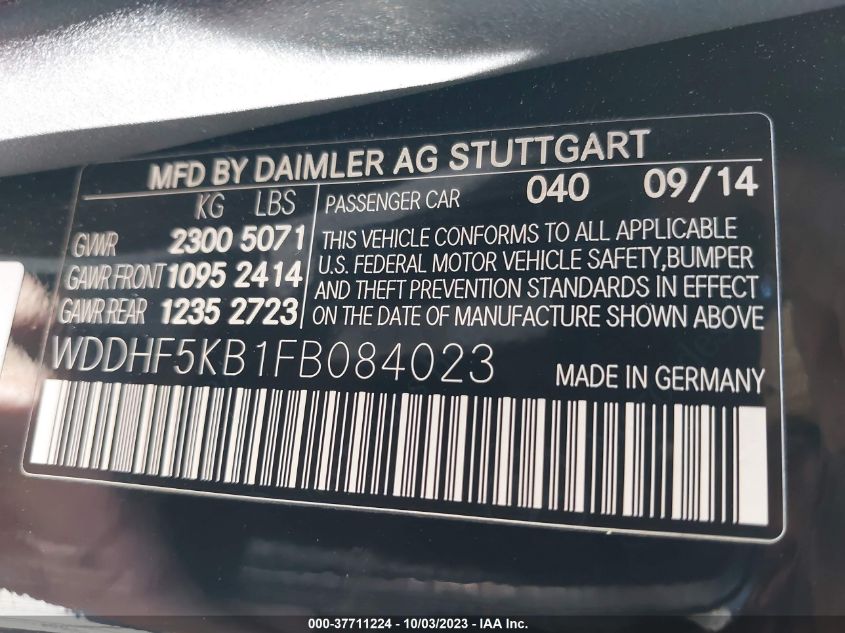 2015 MERCEDES-BENZ E-CLASS E 350 - WDDHF5KB1FB084023
