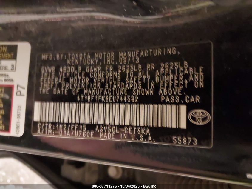 2014 TOYOTA CAMRY L/LE/XLE/SE/SE SPORT - 4T1BF1FK8EU744592