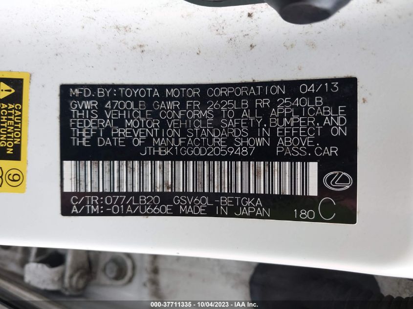 2013 LEXUS ES 350 4DR SDN - JTHBK1GG0D2059487