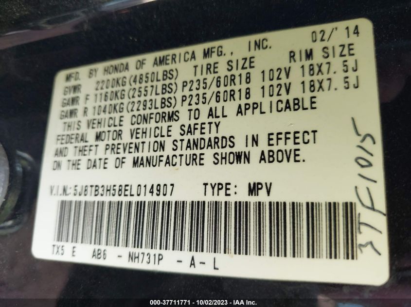 2014 ACURA RDX TECHNOLOGY - 5J8TB3H58EL014907