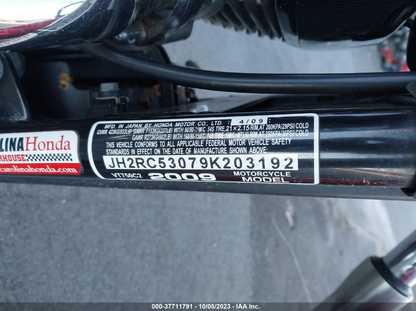 2009 HONDA VT750 C2 JH2RC53079K203192