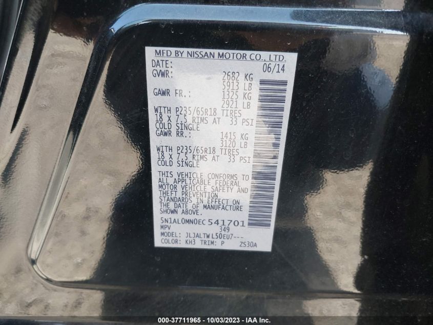 2014 INFINITI QX60 - 5N1AL0MN0EC541701