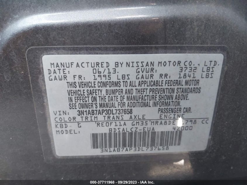 2013 NISSAN SENTRA S - 3N1AB7AP3DL737658