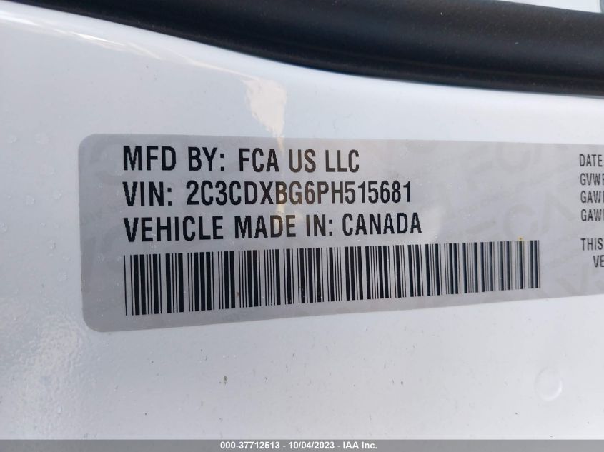 2023 DODGE CHARGER SXT - 2C3CDXBG6PH515681