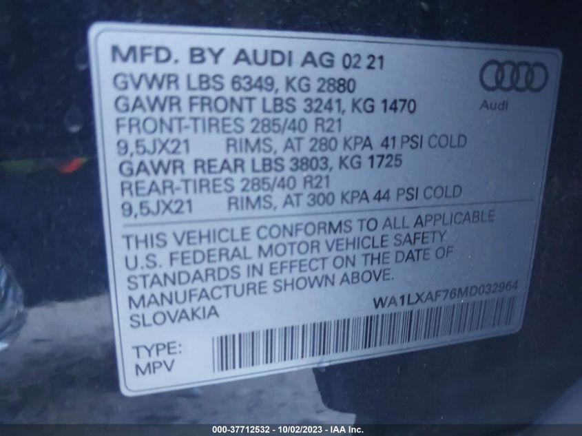 WA1LXAF76MD032964 Audi Q7 PREMIUM PLUS 9