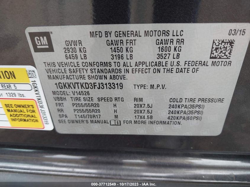 2015 GMC ACADIA DENALI - 1GKKVTKD3FJ313319