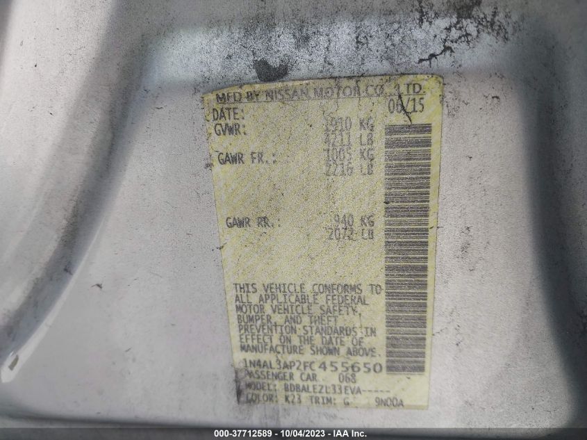 2015 NISSAN ALTIMA 2.5 - 1N4AL3AP2FC455650
