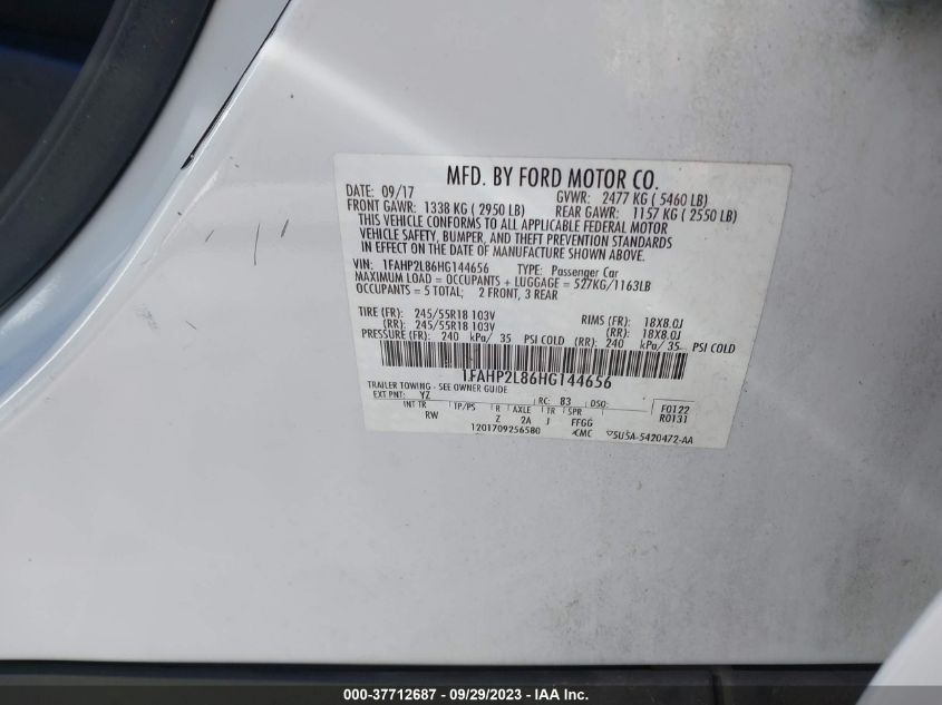 2017 FORD POLICE INTERCEPTOR SEDAN 1FAHP2L86HG144656