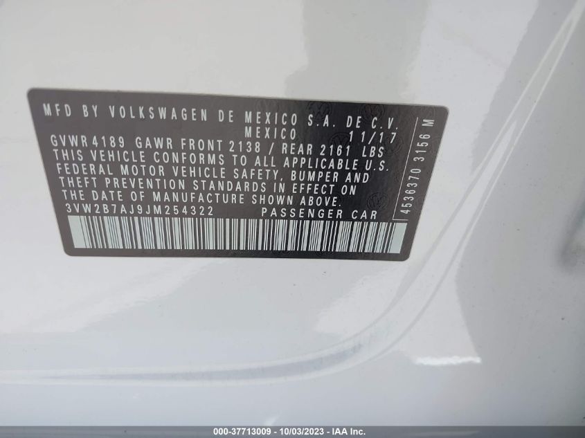 2018 VOLKSWAGEN JETTA 1.4T S - 3VW2B7AJ9JM254322