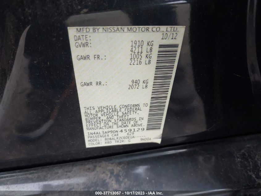 2013 NISSAN ALTIMA 2.5/S/SV/SL - 1N4AL3AP9DN459129