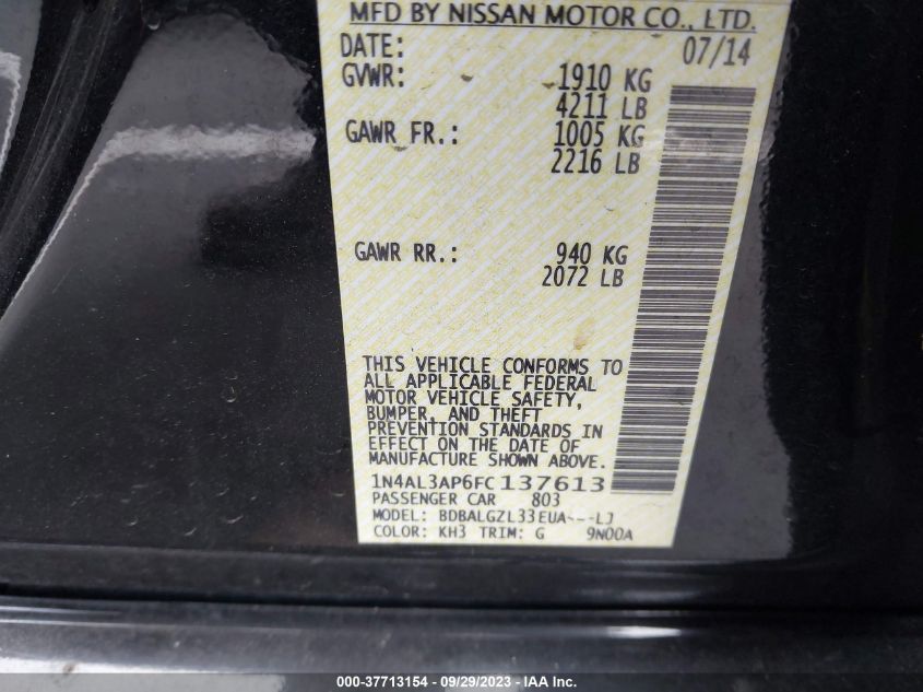 2015 NISSAN ALTIMA 2.5 S - 1N4AL3AP6FC137613