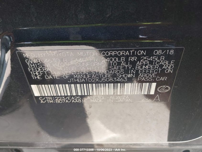 2018 LEXUS IS IS 300 - JTHBA1D2XJ5083463