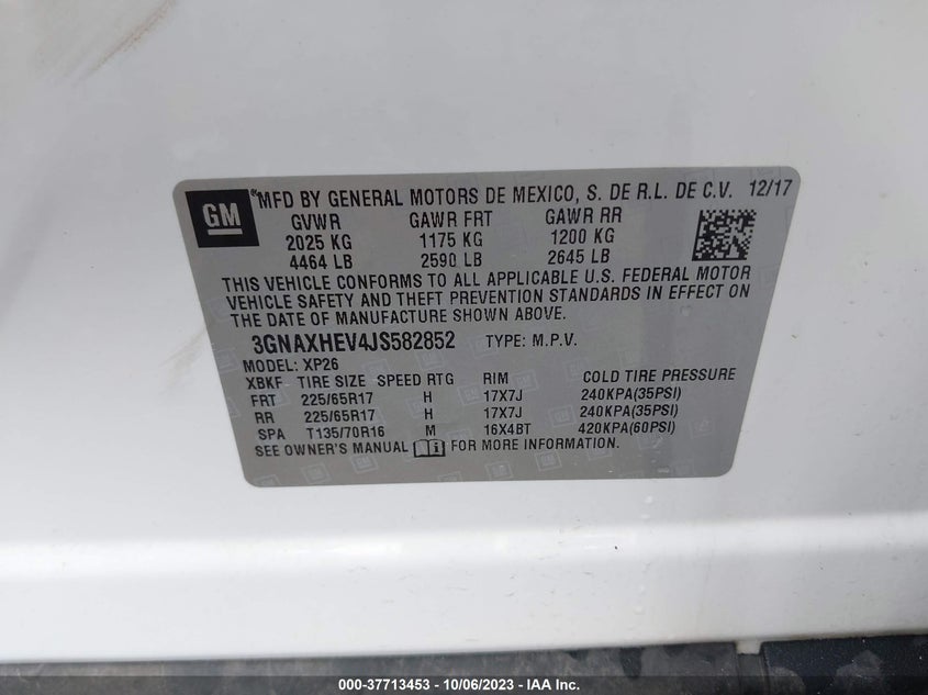 VIN 3GNAXHEV4JS582852 2018 CHEVROLET EQUINOX LS