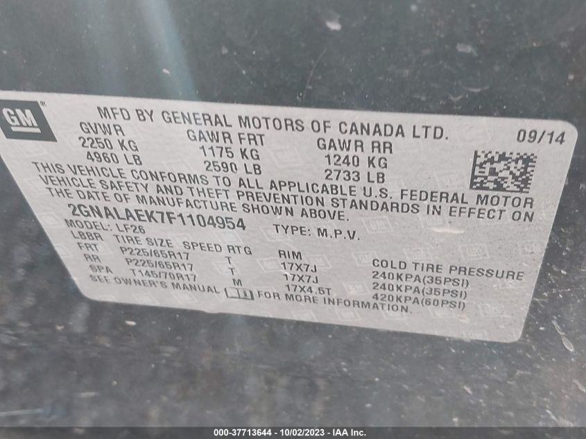 2015 CHEVROLET EQUINOX LS - 2GNALAEK7F1104954