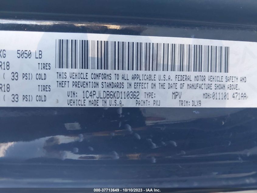 2019 JEEP CHEROKEE LIMITED - 1C4PJLDB6KD110362