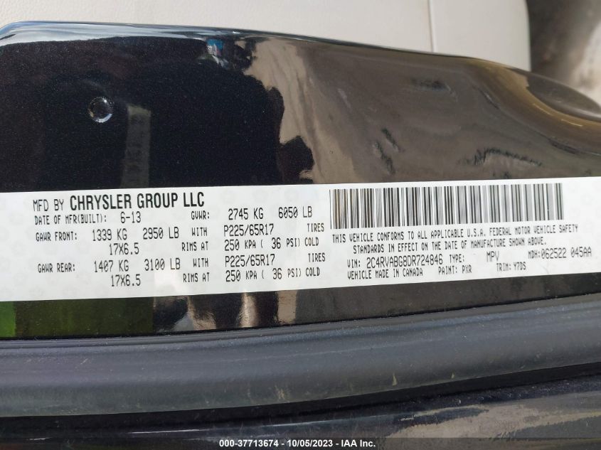 2013 VOLKSWAGEN ROUTAN SE W/RSE & NAVIGATION 2C4RVABG8DR724846