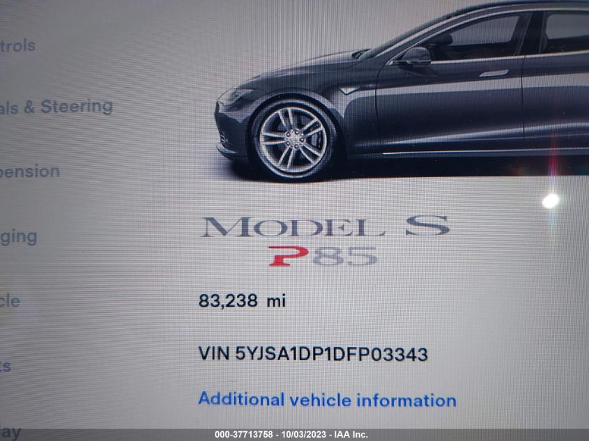 2013 TESLA MODEL S PERFORMANCE - 5YJSA1DP1DFP03343