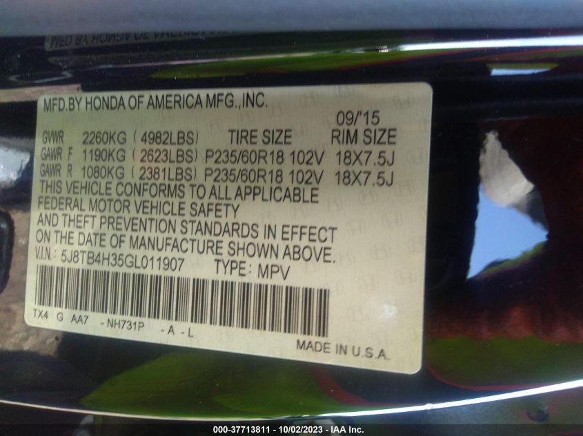 2016 ACURA RDX - 5J8TB4H35GL011907