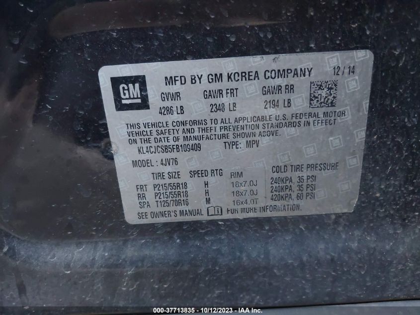 2015 BUICK ENCORE LEATHER - KL4CJCSB5FB109409