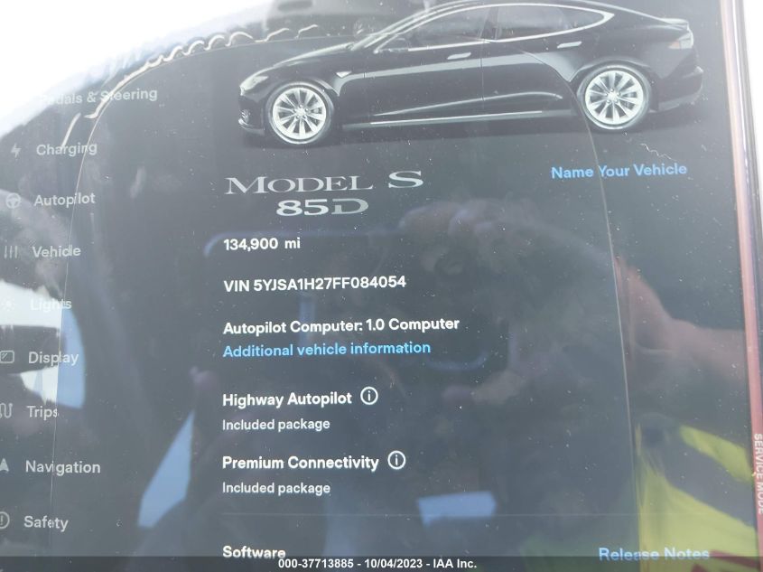 2015 TESLA MODEL S 85D/P85D/70D/90D/P90D - 5YJSA1H27FF084054