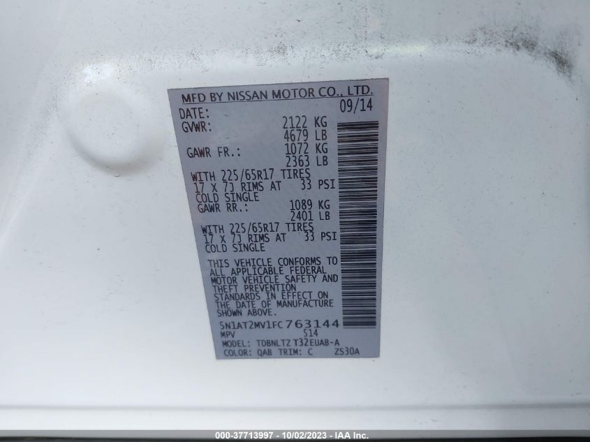 2015 NISSAN ROGUE S/SL/SV - 5N1AT2MV1FC763144