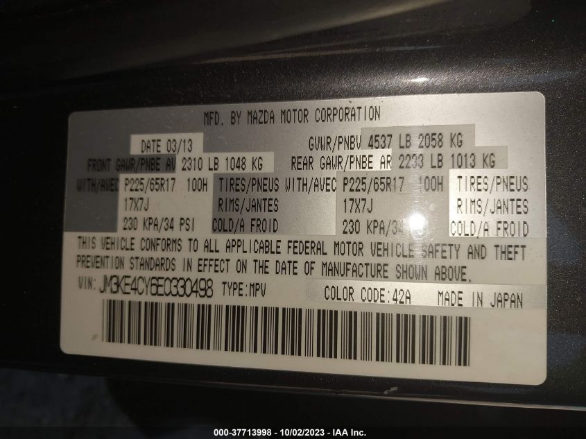 2014 MAZDA CX-5 TOURING - JM3KE4CY6E0330498
