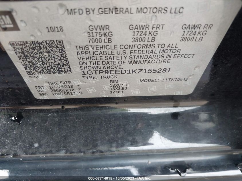 1GTP9EED1KZ155281 GMC Sierra 1500 AT4 9