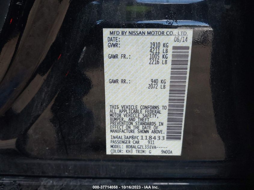 2015 NISSAN ALTIMA 2.5 S - 1N4AL3AP8FC118433