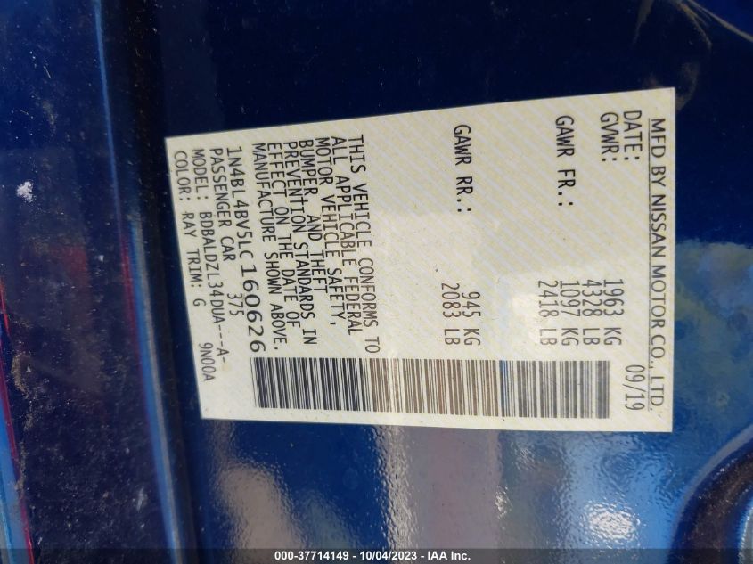 2020 NISSAN ALTIMA 2.5 S - 1N4BL4BV5LC160626
