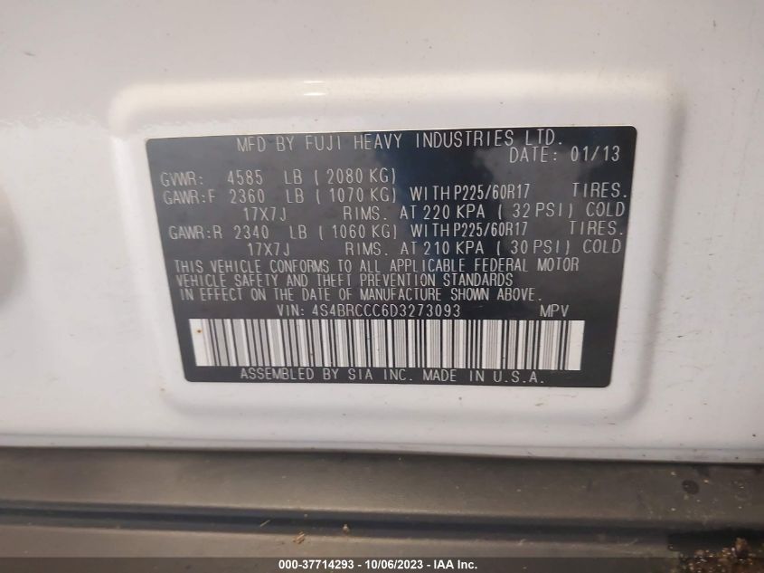 2013 SUBARU OUTBACK 2.5I PREMIUM - 4S4BRCCC6D3273093