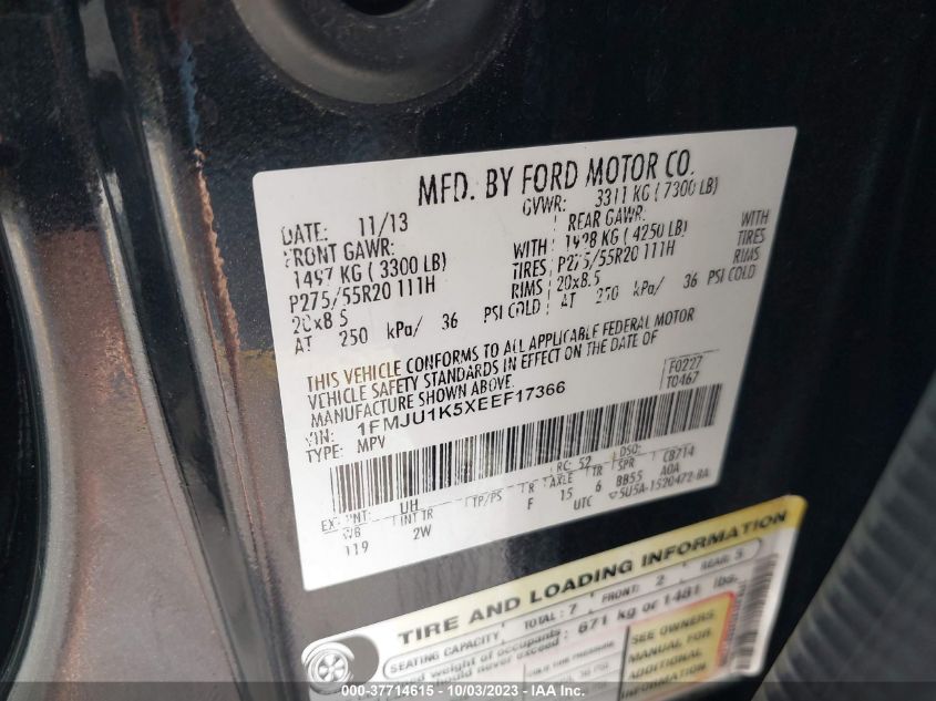 2014 FORD EXPEDITION LIMITED - 1FMJU1K5XEEF17366