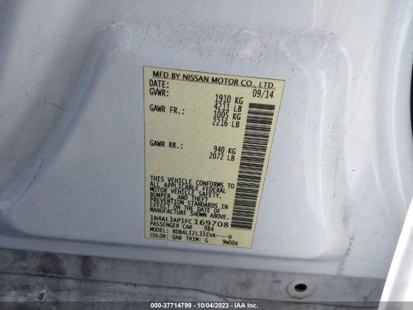 2015 NISSAN ALTIMA 2.5 SV - 1N4AL3AP1FC169708