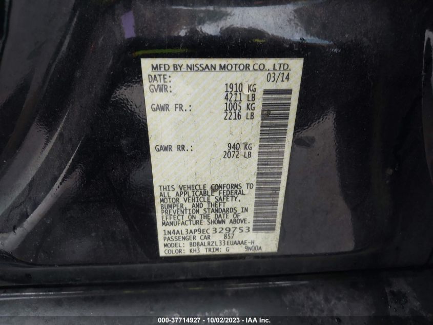 2014 NISSAN ALTIMA 2.5 S - 1N4AL3AP9EC329753